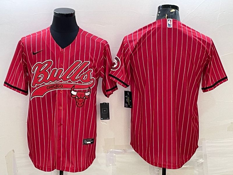 Men Chicago Bulls Blank Red Stripe 2022 Nike Co branded NBA Jersey->chicago bulls->NBA Jersey